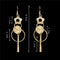 Golden Flower & Circle Geometric Dangle Earrings - [neshe.in]