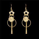 Golden Flower & Circle Geometric Dangle Earrings - [neshe.in]