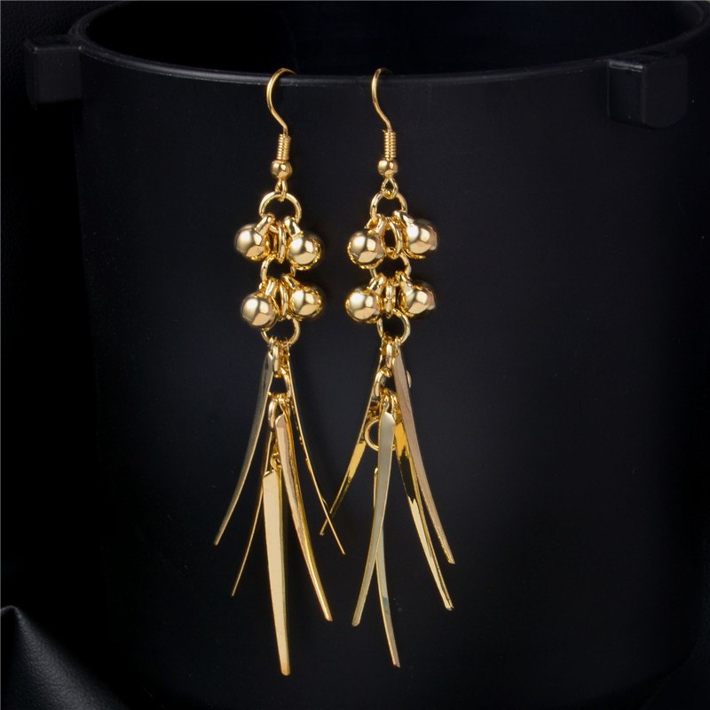 Golden Balls & Leaves Drop Dangle Earrings - [neshe.in]