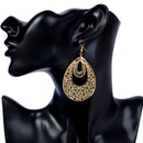 Golden Oval Teardrop Shape Dangle Drop Party Earrings - [neshe.in]