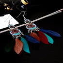 Vintage Bohemian Feather Tassel Dangle Drop Earrings - 2 Colors - [neshe.in]