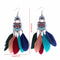 Vintage Bohemian Feather Tassel Dangle Drop Earrings - 2 Colors - [neshe.in]
