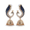 Ethnic Gold Pearl Blue Peacock Jhumka Drop Earrings - [neshe.in]