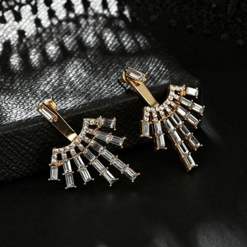 Luxury Elegant Geometric Crystal Jacket Style Earrings - [neshe.in]