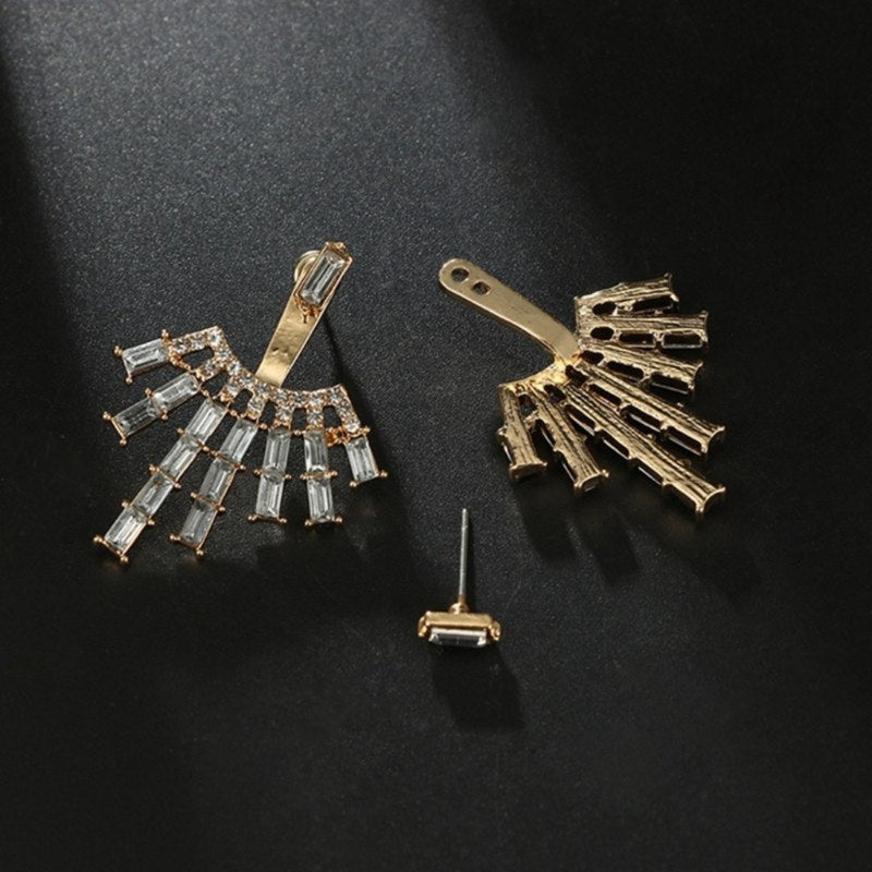 Luxury Elegant Geometric Crystal Jacket Style Earrings - [neshe.in]