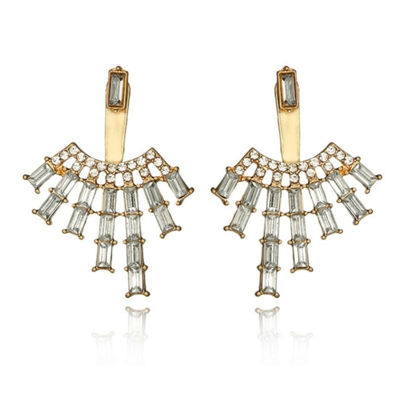 Luxury Elegant Geometric Crystal Jacket Style Earrings - [neshe.in]