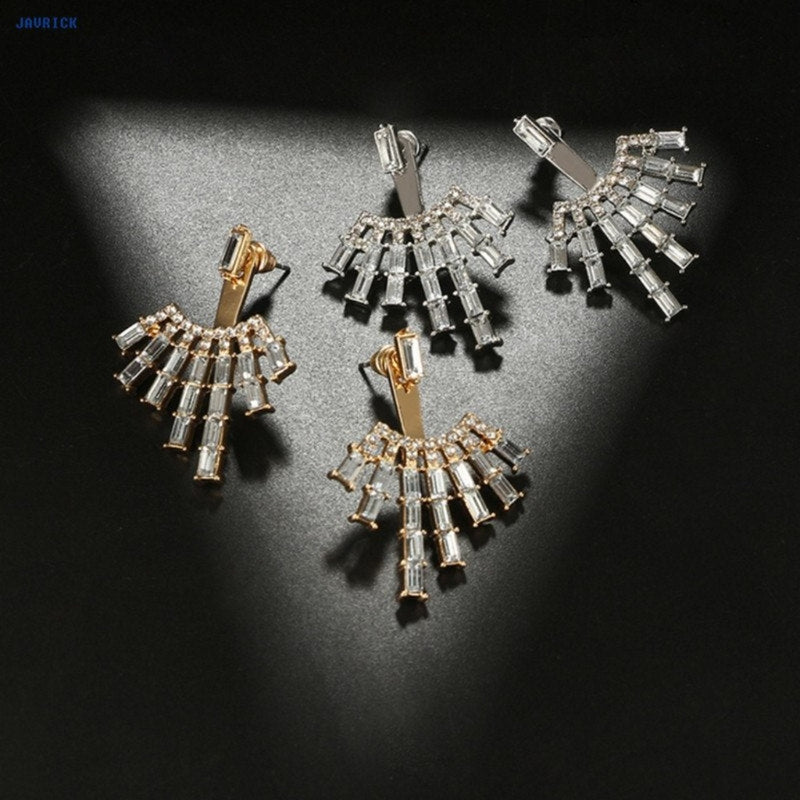 Luxury Elegant Geometric Crystal Jacket Style Earrings - [neshe.in]