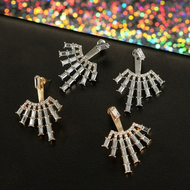 Luxury Elegant Geometric Crystal Jacket Style Earrings - [neshe.in]