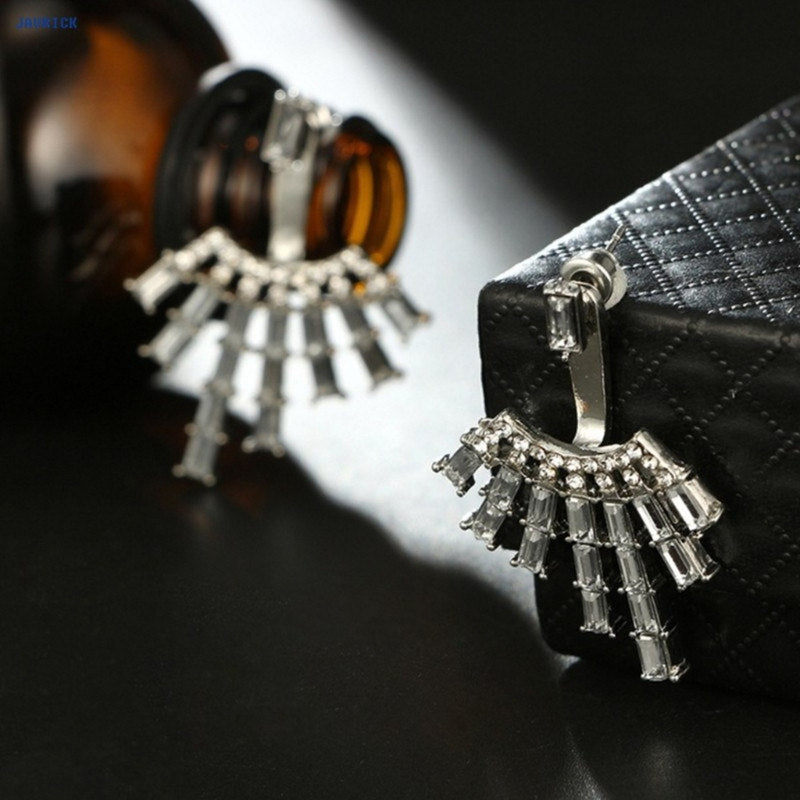 Luxury Elegant Geometric Crystal Jacket Style Earrings - [neshe.in]