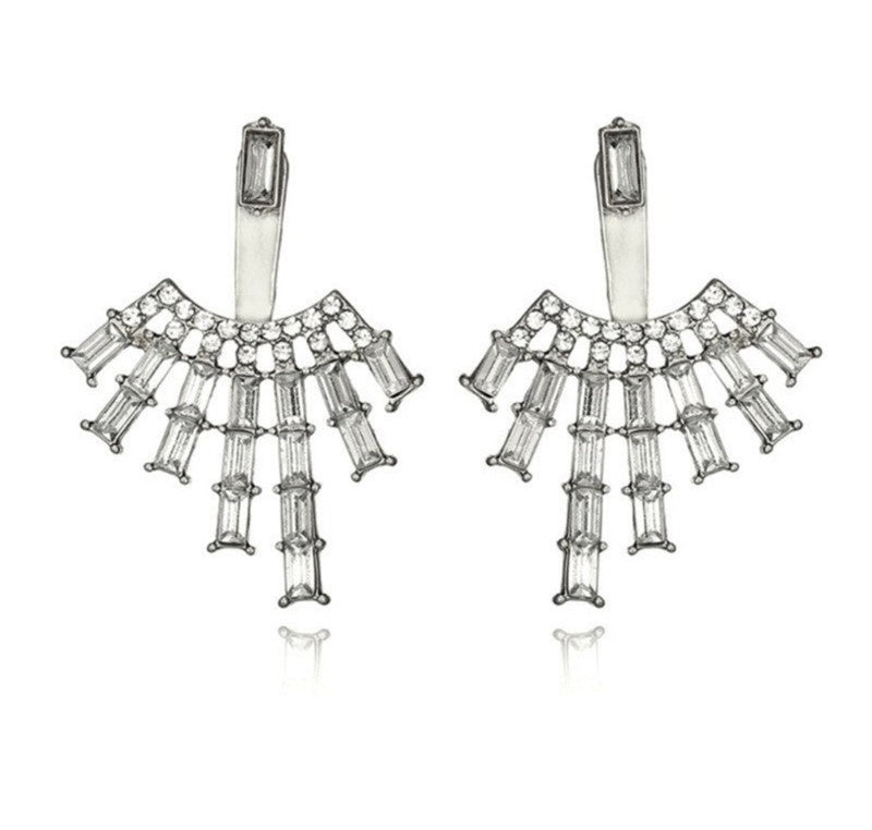 Luxury Elegant Geometric Crystal Jacket Style Earrings - [neshe.in]