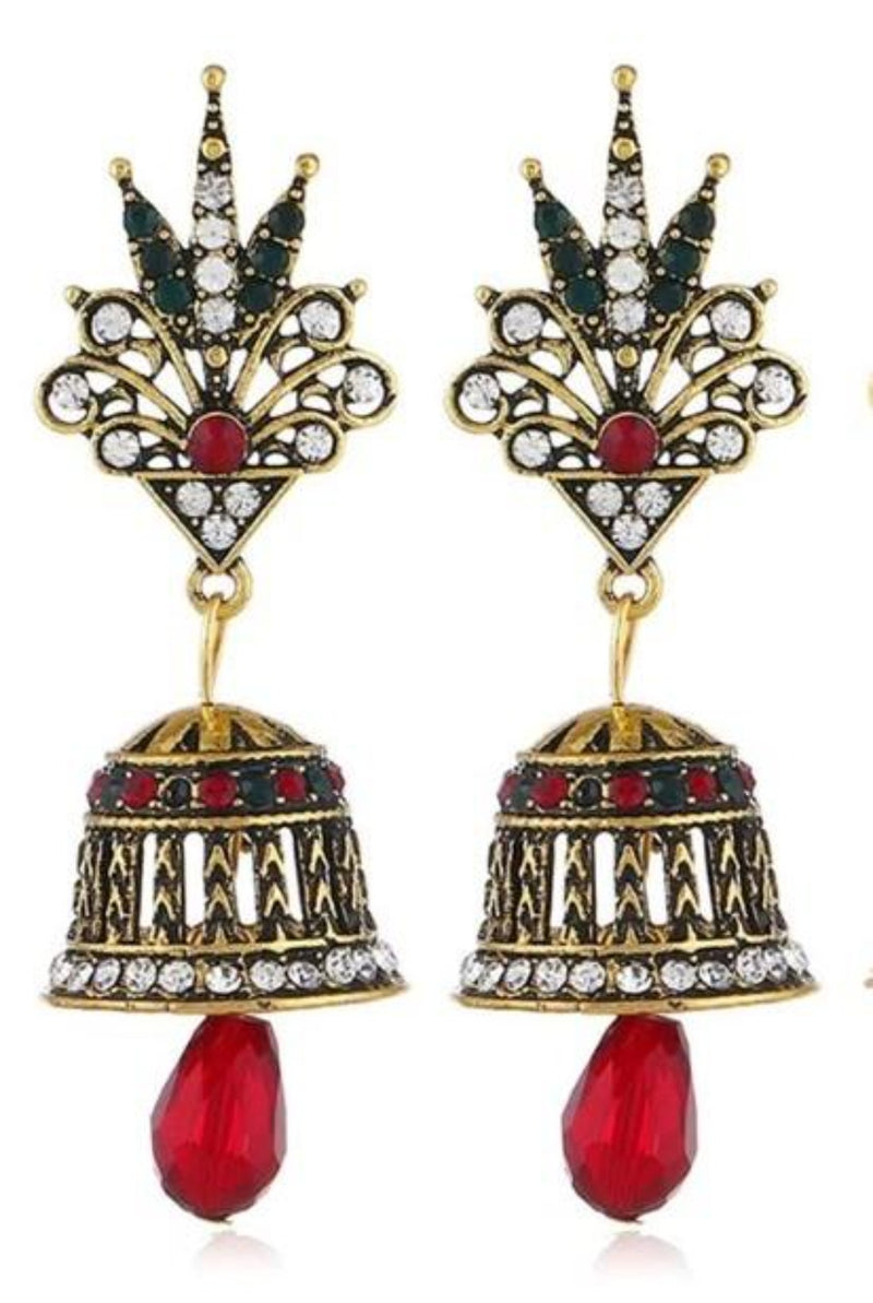 Ethnic Colorful Crystal Jhumka Drop Earrings - 2 Colors – Neshe Fashion  Jewelry