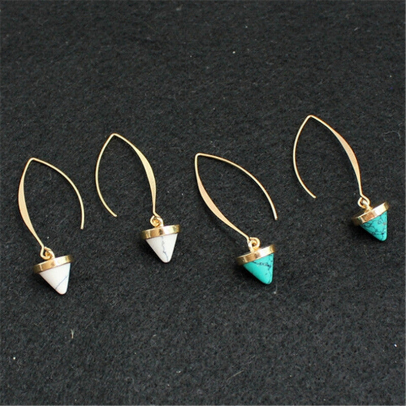 Hook Hoop Type Stone Earring - 2 Colors - [neshe.in]
