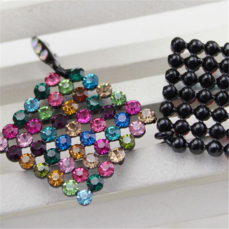 Colorful Square Drop Earrings with Multicolor Crystals - [neshe.in]