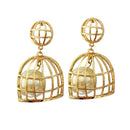 Hollow Geometric Fashion Pearl Drop  Cage Earrings - [neshe.in]