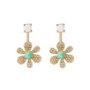 Romantic Flower Gold Color Trendy Clear Crystal Dangle Earrings - [neshe.in]