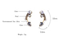 Simulated Pearl Crystal Stylish Drop Stud Earring - [neshe.in]