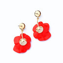 Red Acrylic Flower Floral Earring - [neshe.in]