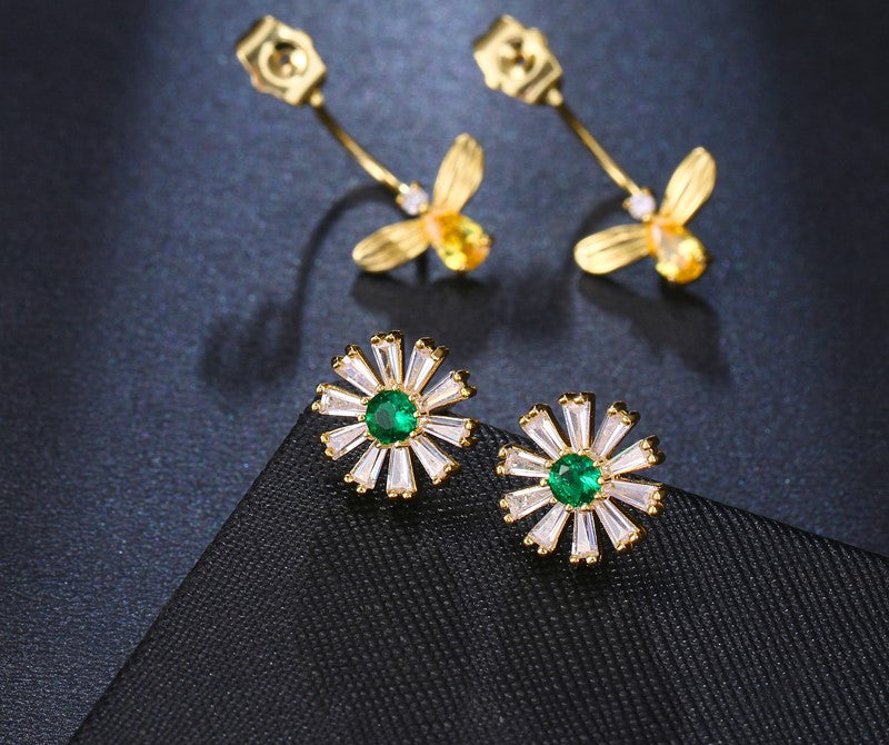 Gold Ear Jacket Earrings, Minimalist Gold Baguette Earrings – AMYO Jewelry