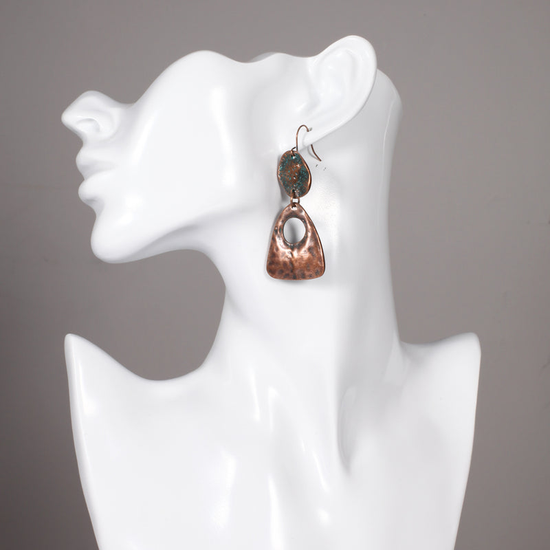 Retro Antique Bronze Plated Irregular Drop Earring - [neshe.in]