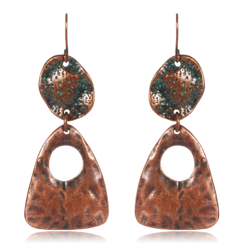 Retro Antique Bronze Plated Irregular Drop Earring - [neshe.in]