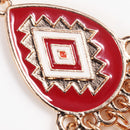 Bohemian Red Enamel Geometric Design Tassel Drop Earring - [neshe.in]