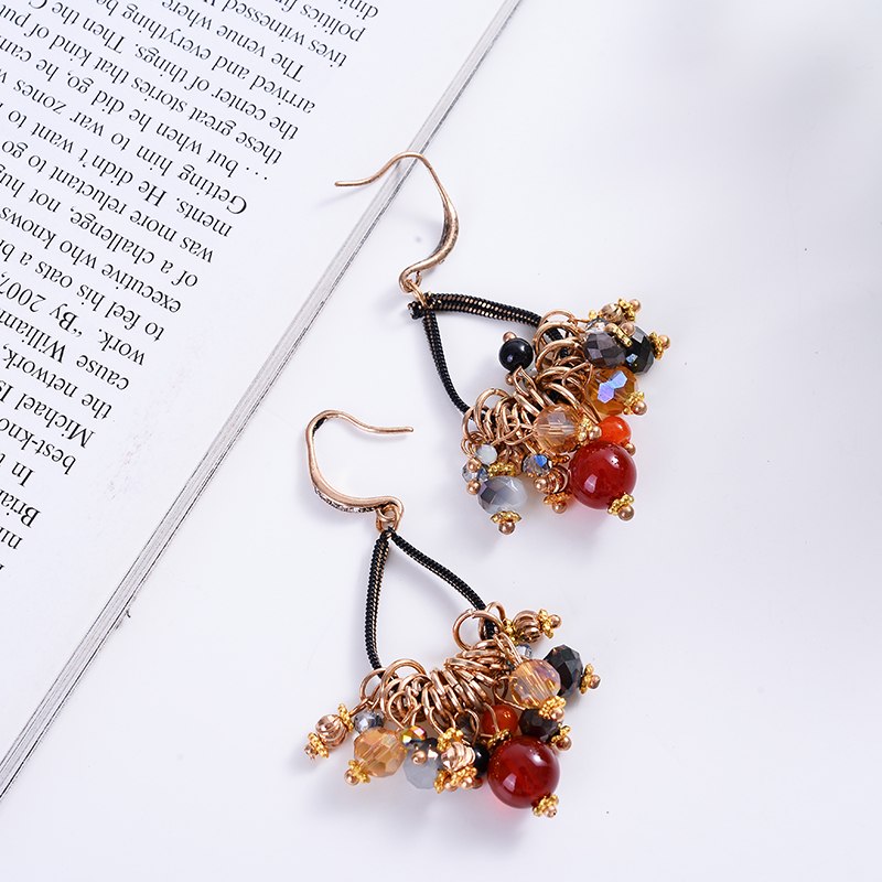 Vintage Colorful Beads Dangle Drop Earrings - [neshe.in]