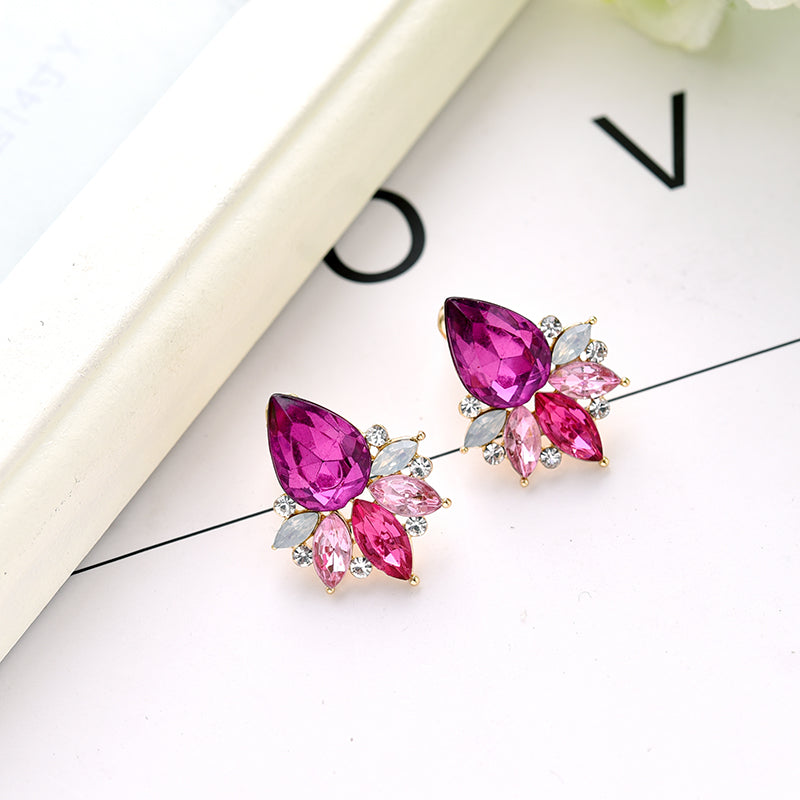 Geometric Crystal Stud Earrings - 5 Colors - [neshe.in]