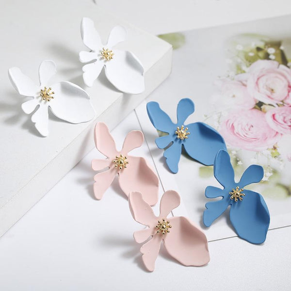 Korean Exaggerated Big Flower Stud Earrings - 3 Colors - [neshe.in]