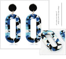 Oval Acrylic Colorful Patterns Geometric Drop Earrings - 3 Colors - [neshe.in]