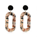 Oval Acrylic Colorful Patterns Geometric Drop Earrings - 3 Colors - [neshe.in]