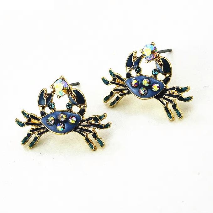 Blue Crab Stud Earrings - [neshe.in]