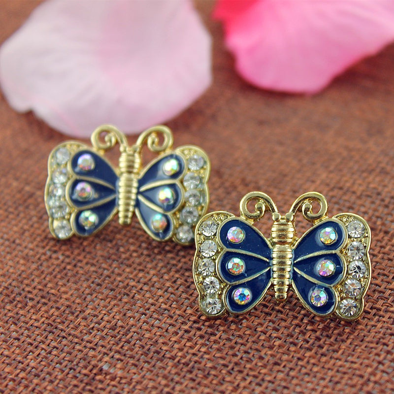 Child's Pink, Blue and White Enamel Butterfly Stud Earrings in 14K Gold |  Zales