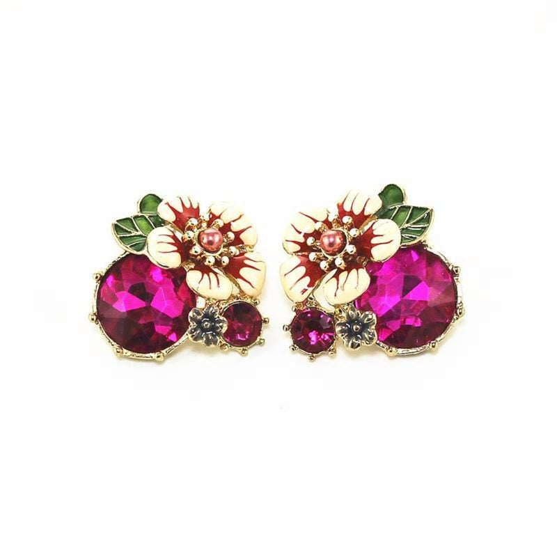 Exquisite Colorful Floral Stud Party Wear Earring - 2 Colors - [neshe.in]