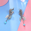 Ethnic Drop  Vintage Metal Tassel Feather Long Earring - 2 Colors - [neshe.in]