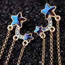 Unique Design Crystal Cute Blue Stars Long Dangle Earrings - [neshe.in]