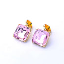 Geometric Modern Vintage Square Crystal Stud Drop Earrings - 2 Colors - [neshe.in]