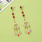 Vintage Ethnic Red Crystal Dangle Drop Golden Earrings - [neshe.in]