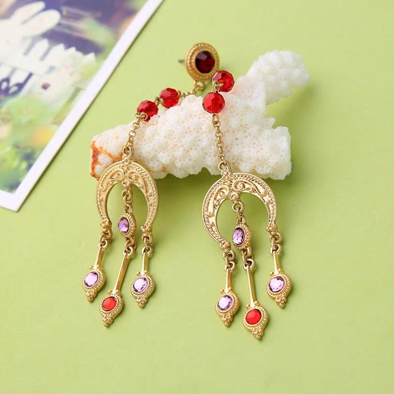 Golden Red Kundan Earrings For Ladies  Silvermerc Designs