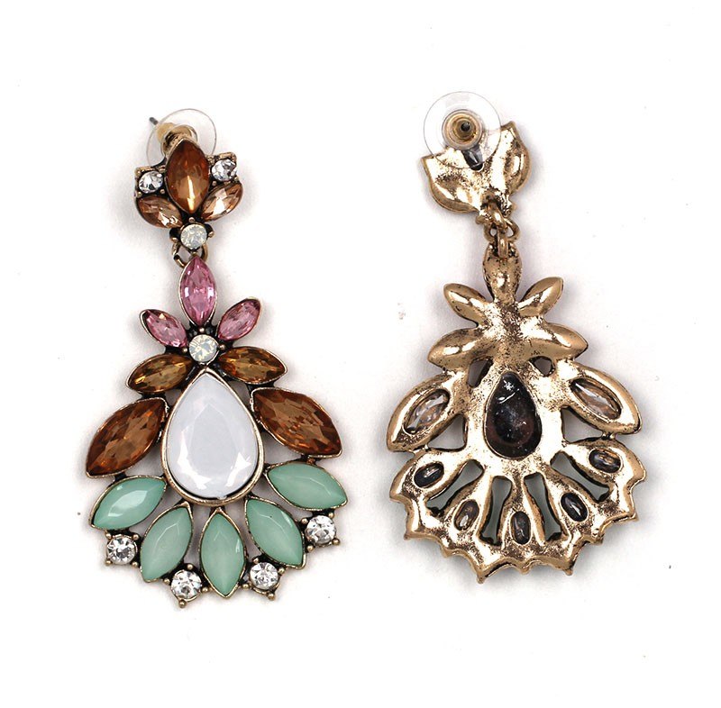 Colorful Crystals Statement Big Drop Earring - [neshe.in]