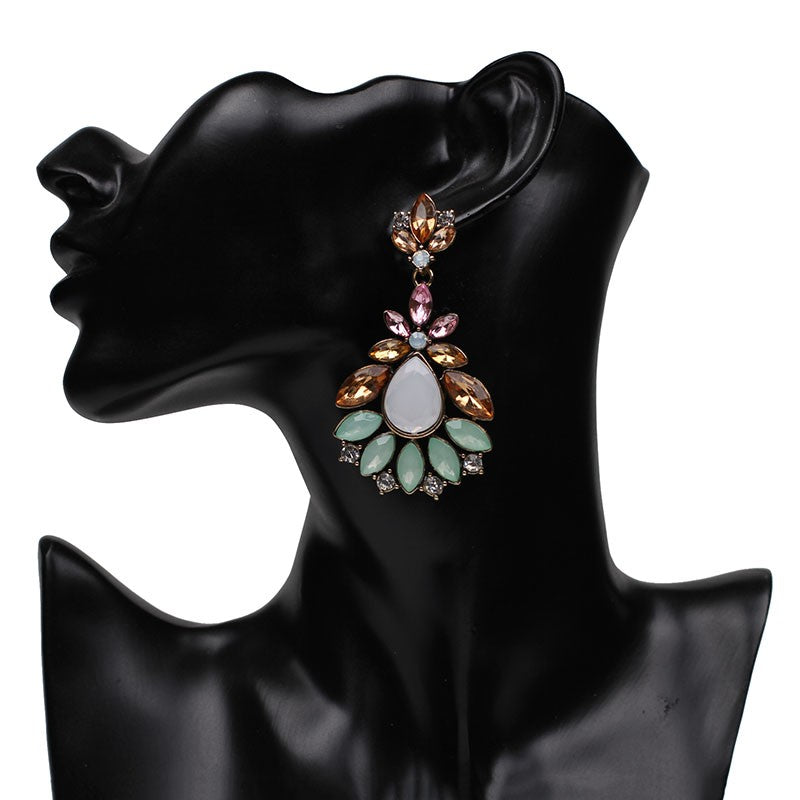 Colorful Crystals Statement Big Drop Earring - [neshe.in]