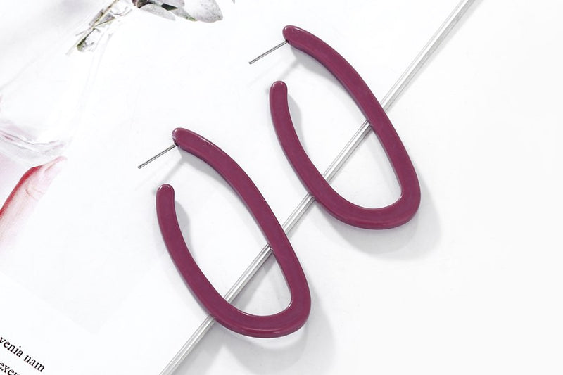 Irregular Geometric Shape Acrylic Hoop Earrings - 2 Colors - [neshe.in]