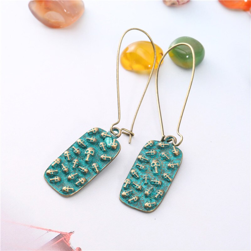 Party Punk Style Skull Vintage Ethnic Fish Hook Earring- 2 Colors - [neshe.in]
