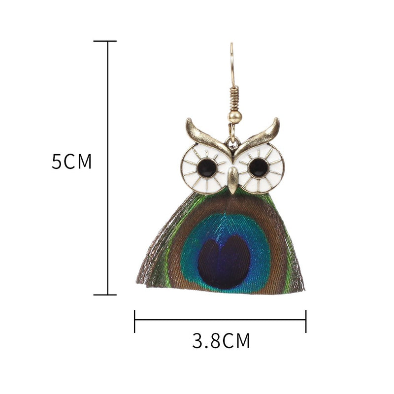 Peacock Feather Drop Dangle Earring - [neshe.in]