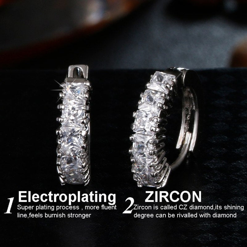 Small Silver CZ Crystal Hoop Earring - [neshe.in]