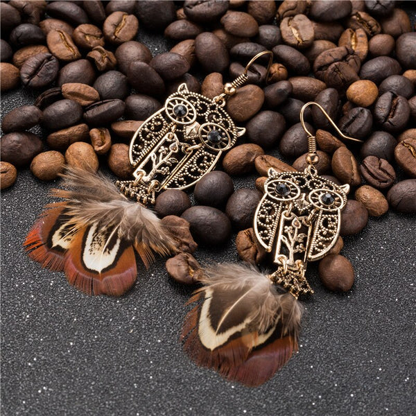 Owl feather earrings deals