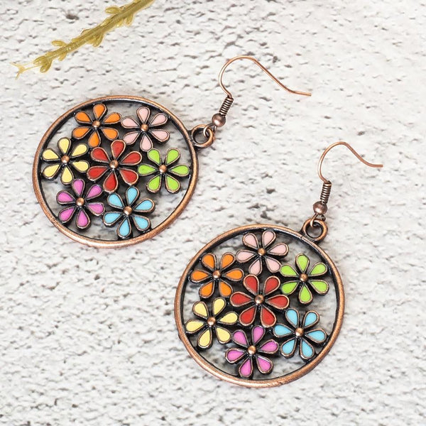 Antique Bohemian Floral Patterns Hollow Hoop Earring - [neshe.in]