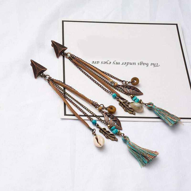 Bohemian Ethnic Handmade Long Tassel Dangle Drop Earrings - [neshe.in]