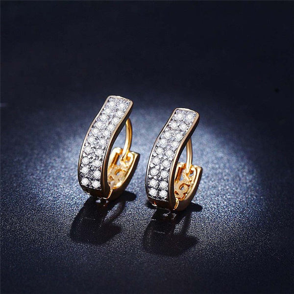 Zircon Stone Classic Gold Hoop Earrings For Office Wear ER3684