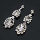 Ethnic Crystal Drop Silver Flower Earring - [neshe.in]