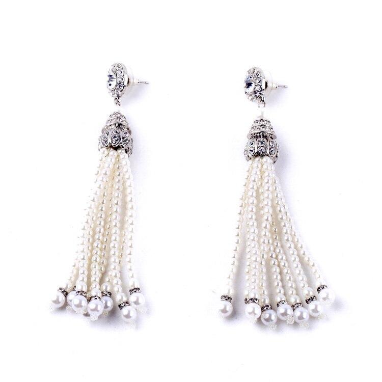 Antique Silver Multi Tassel Pearl Earrings - [neshe.in]